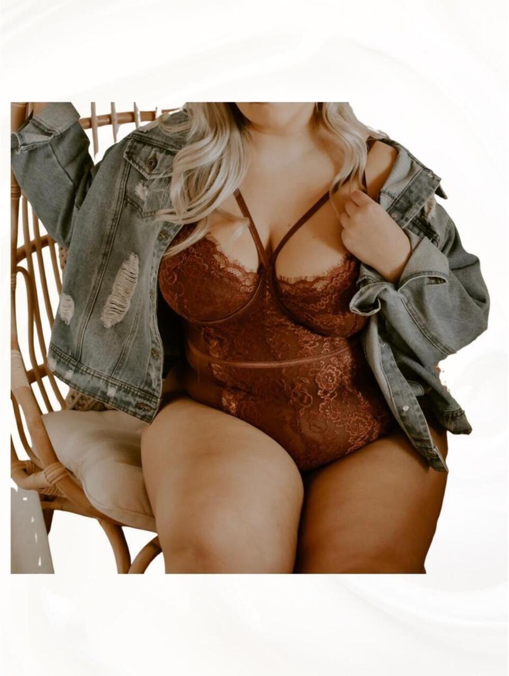 Fashion to Figure Burgundy Lace Mesh Underwire Bodysuit Plus Size 2X